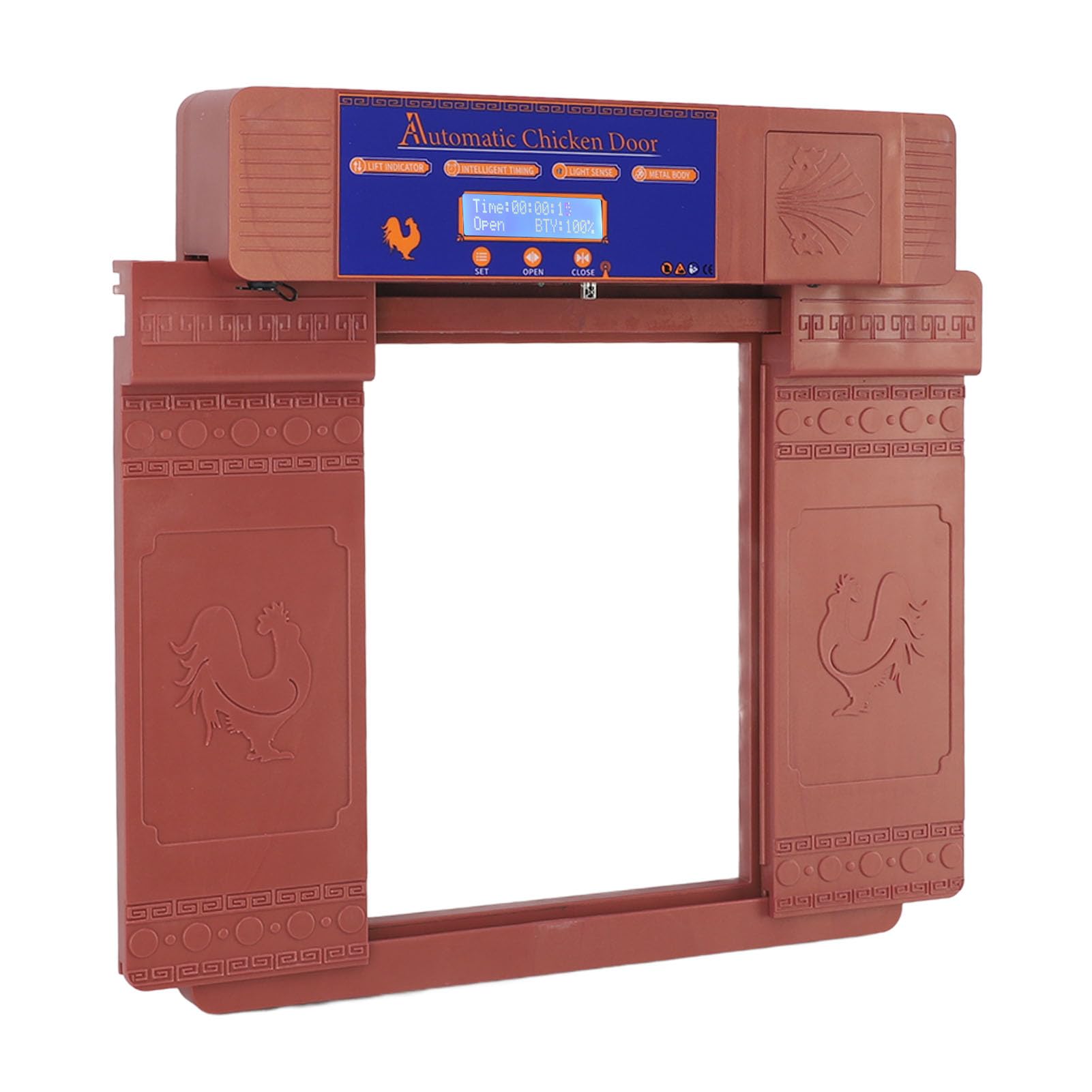 Puerta de Gallinero, Alarma Antitrampa con Batería Baja. Abridor de Puerta de Gallinero para Granja (Bronce)
