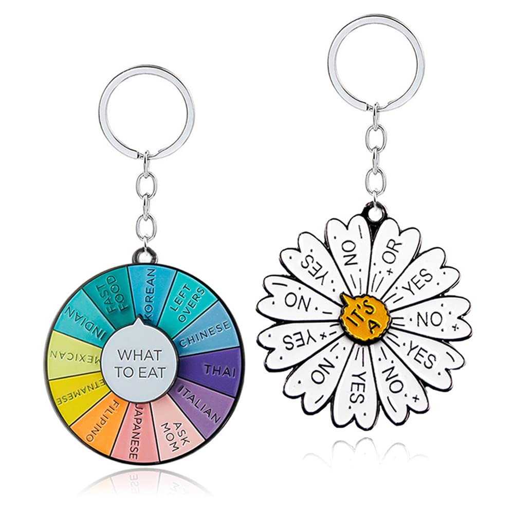 What To Eat Spinning Wheel Keychain - Color Wheel Key Chain - Mood Charm - Aesthetic Arts Gifts for Artists