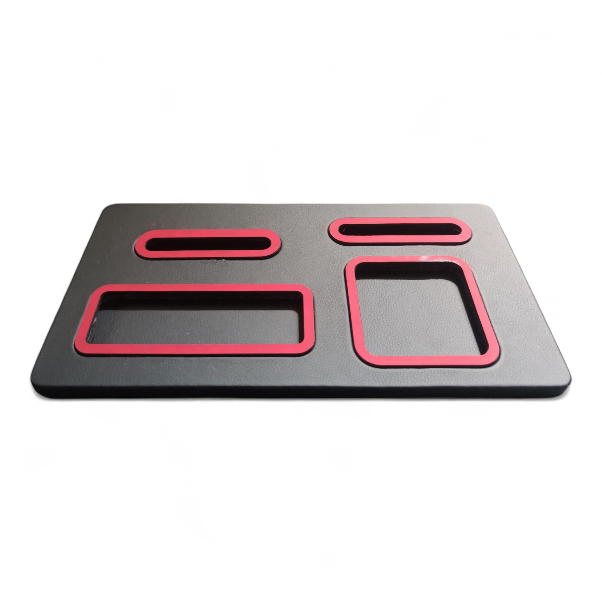 Juego de escritorio de ecopiel sintética negra, 4 en 1 organizador con soporte para smartphone, porta bolígrafos, tarjetero, porta tarjetas adhesivas para oficina o casa (PU rojo)