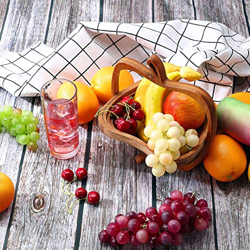 Rowgee 11X 11.8 Inches Collapsible Bamboo Fruit Basket,Foldable Dried Fruit Basket,Wooden Snack Basket,Creative Fruit Bowl Holder For Kitchen Table-Frog #TOP2