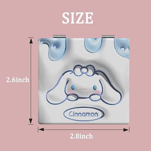 Miniatura 2 de Bonito mini espejo compacto para mujeres y niñas, espejo de maquillaje de viaje de piel sintética con aumento 1X2X, idea de regalo única, 2.7