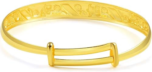 Miniatura 3 de CHOW SANG SANG Colección de regalos chinos 999.9 oro de 24 quilates precio por peso oro Longevidad y buena fortuna brazalete para regalo de tamaño