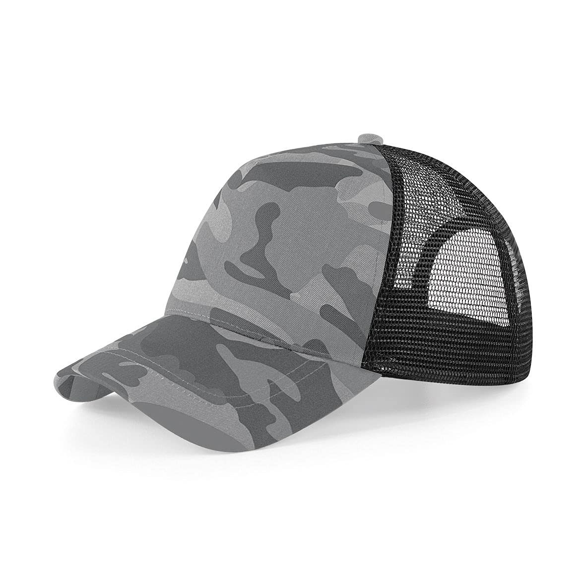 Mkr Unisex White Camo Plain Trucker Cap Mesh Back Baseball Cap Snapback