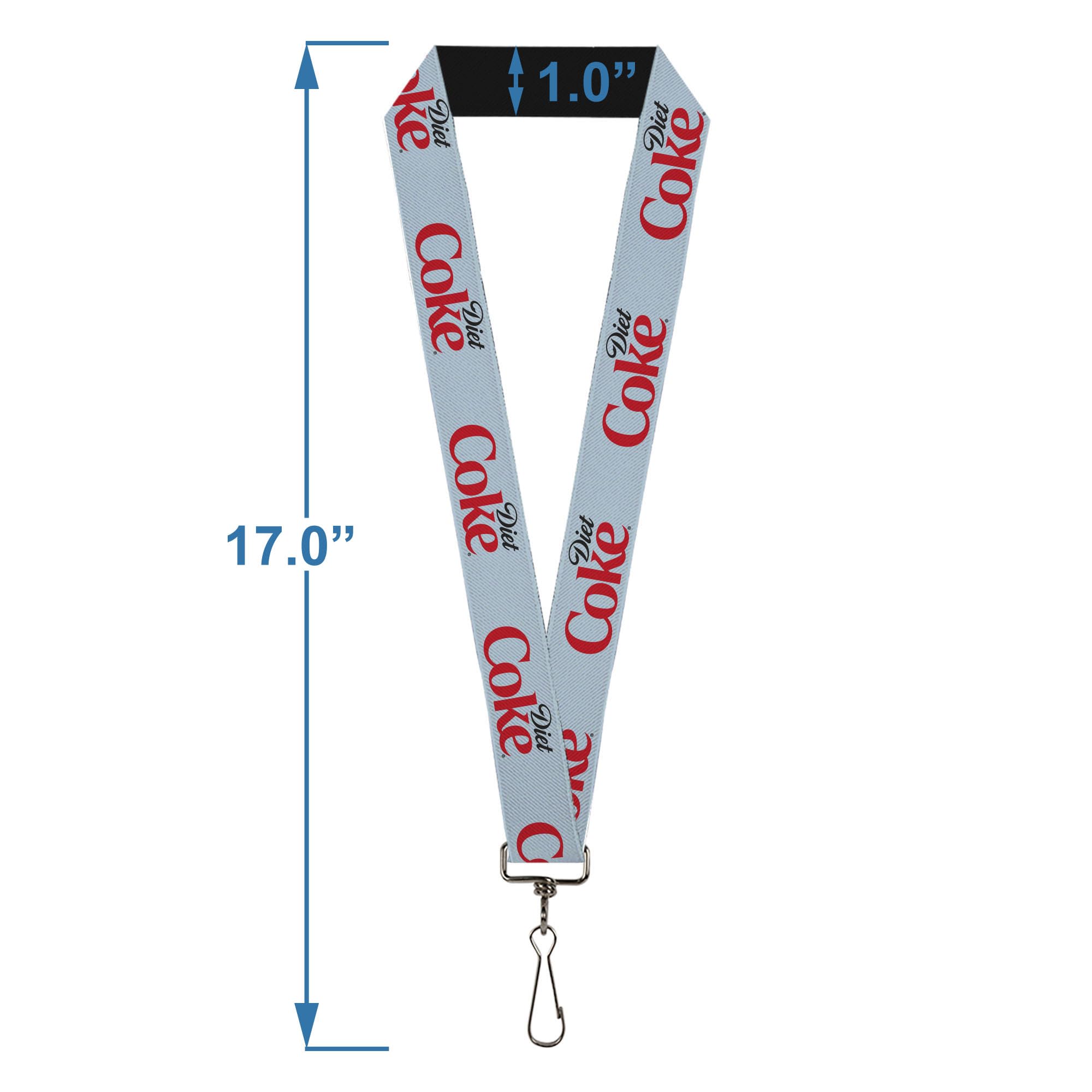 Buckle-Down The Coca-Cola Company Lanyard, Diet Coke Logo Light Gray Black Red, Elastic