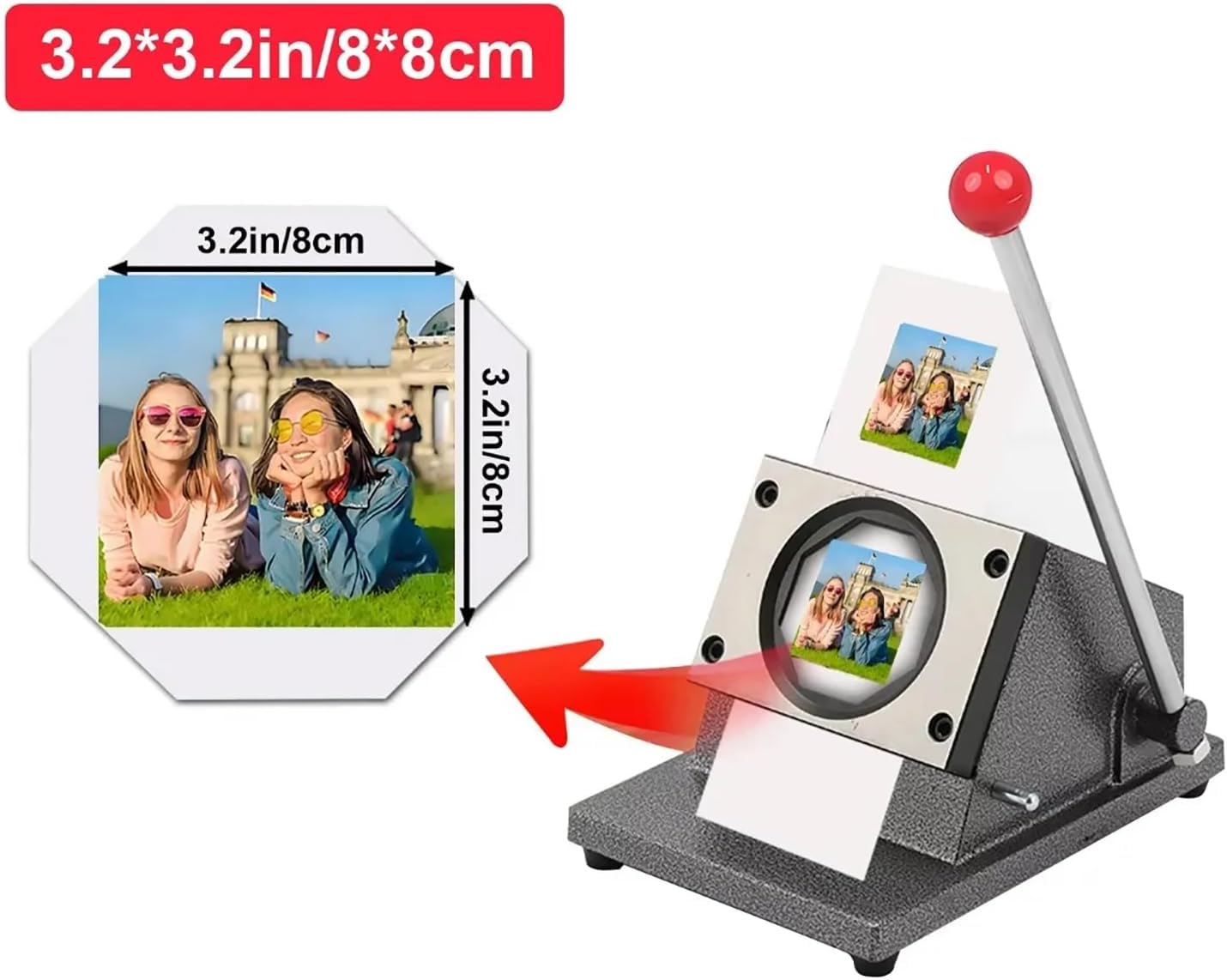 80 * 80mm Photo Magnet Machine, Diy Fridge Magnets Maker Machine With 150 Sets Of Consumables, Button Badge Maker Kit, For Decorate Refrigerators, Any Iron Furniture Machine+100pcs,Machine+100pcs