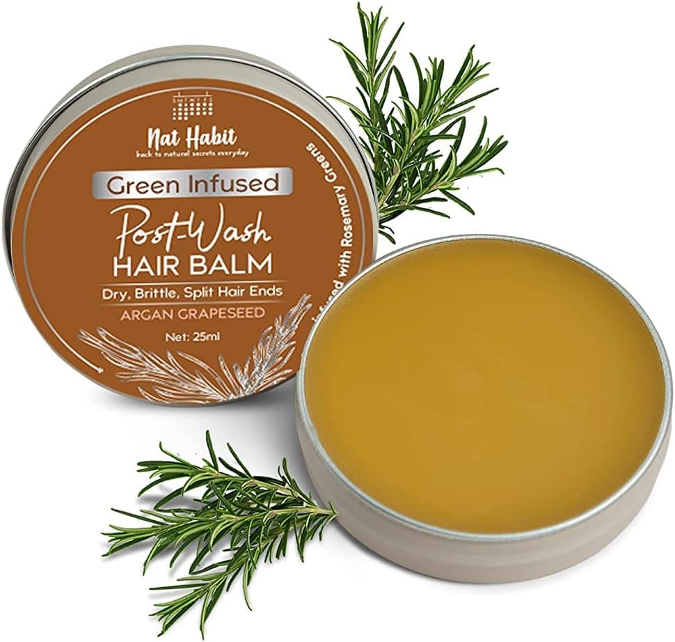 Argan Grapeseed Hair Balm For Men & Women Split Ends, Smoothening, Post Wash Straightening, Conditioning Infused With Rosemary & Oils - (Pack of 1, 25ml)