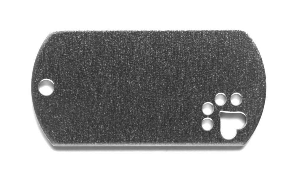 RMP Stamping Blanks, 1 Inch x 2 Inch Dog Tag with Bottom Corner Dog Paw and One Top Hole, Aluminum 0.063 Inch (14 Ga.) - 50 Pack