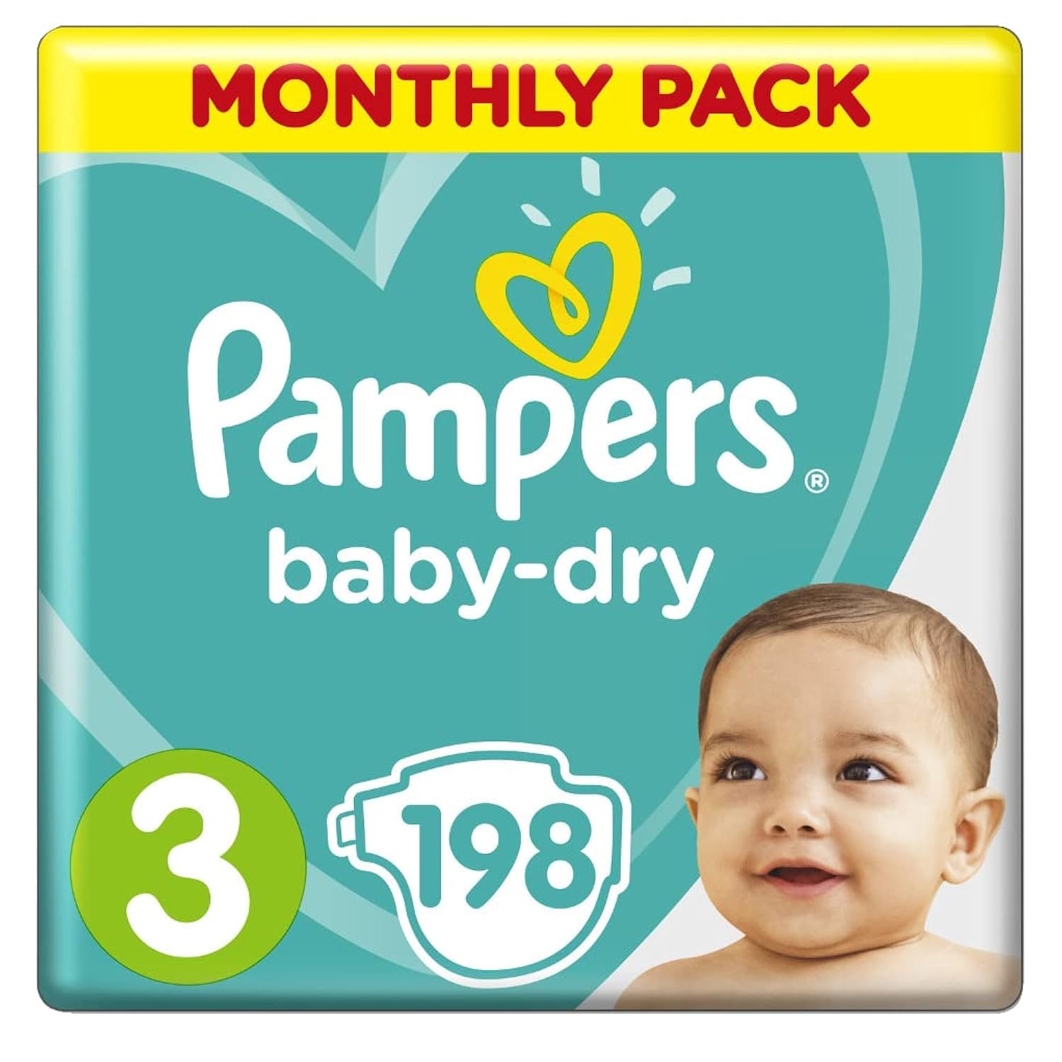 Pampers Pieluchy Niemowlęce, rozmiar 3, 6-10 kg, pudełko miesięczne, 198 pieluch