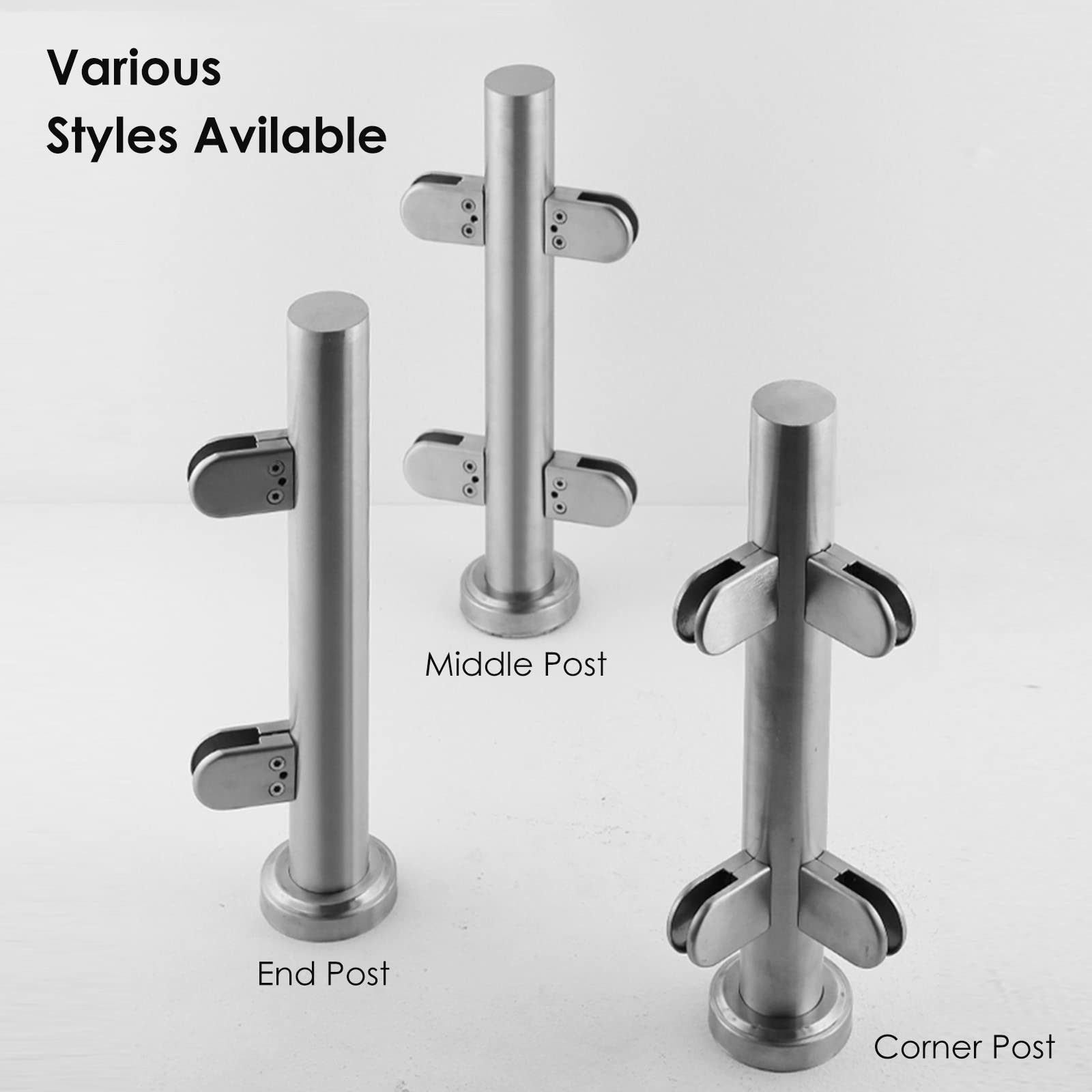 Morsetto alto per ringhiera in vetro per pannelli da 10-12 mm, sistema di supporto da 45,3" per balaustre interne/esterne, palo di recinzione grigio basso resistente, soluzione di sicurezza sicur