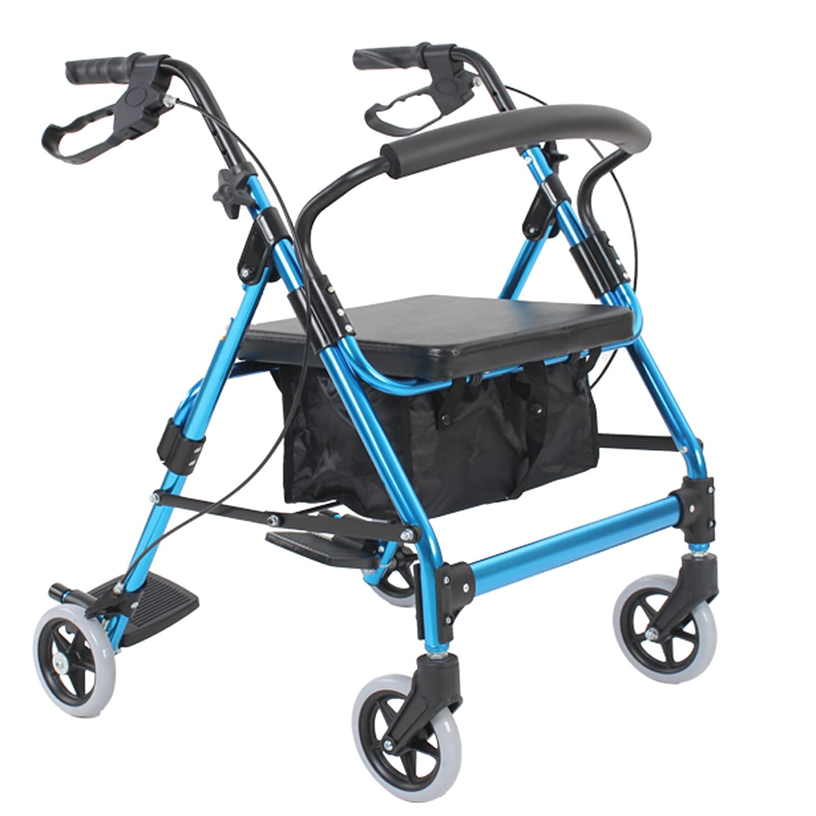 Buy Folding Rollator Walker with Seat 6 Inch Wheels Foot Rest Backrest