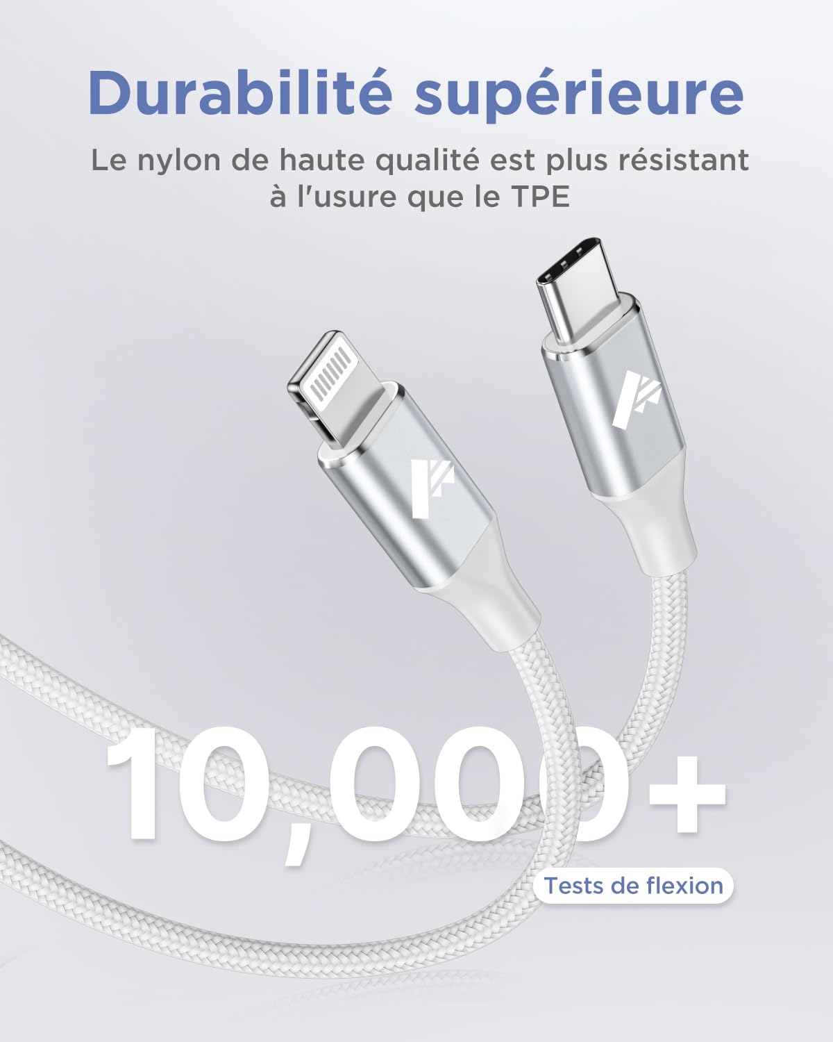 Câble iPhone USB C vers Lightning 2M MFi Charge Rapide Nylon pour iPhone 14/13/12/11/Pro Max/XS/XR/X/8/8Plus/iPad