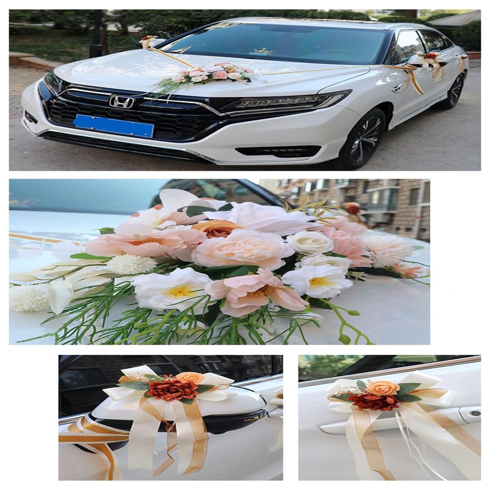 Autoschmuck Hochzeit Auto Schmuck Braut Paar Rose Deko Dekoration Hochzeit Car Auto Wedding Deko Hochzeitsauto Dekorationsset Hochzeitsdeko Auto Blumenschmuck Hochzeitsschmuck Champagner Blau