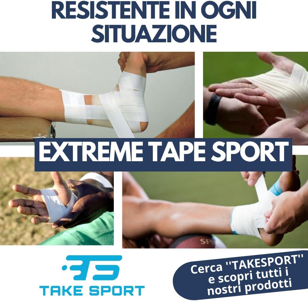 TAKESPORT, NUOVA FORMULA EXTREME! Tape sportivo, Nastro fasciature, Nastro Sportivo, Sport Tape, Tape dita crossfit, Nastro bendaggi sportivi, nastro caviglie, Nastro per fasciature 6 pz 5cmx10m