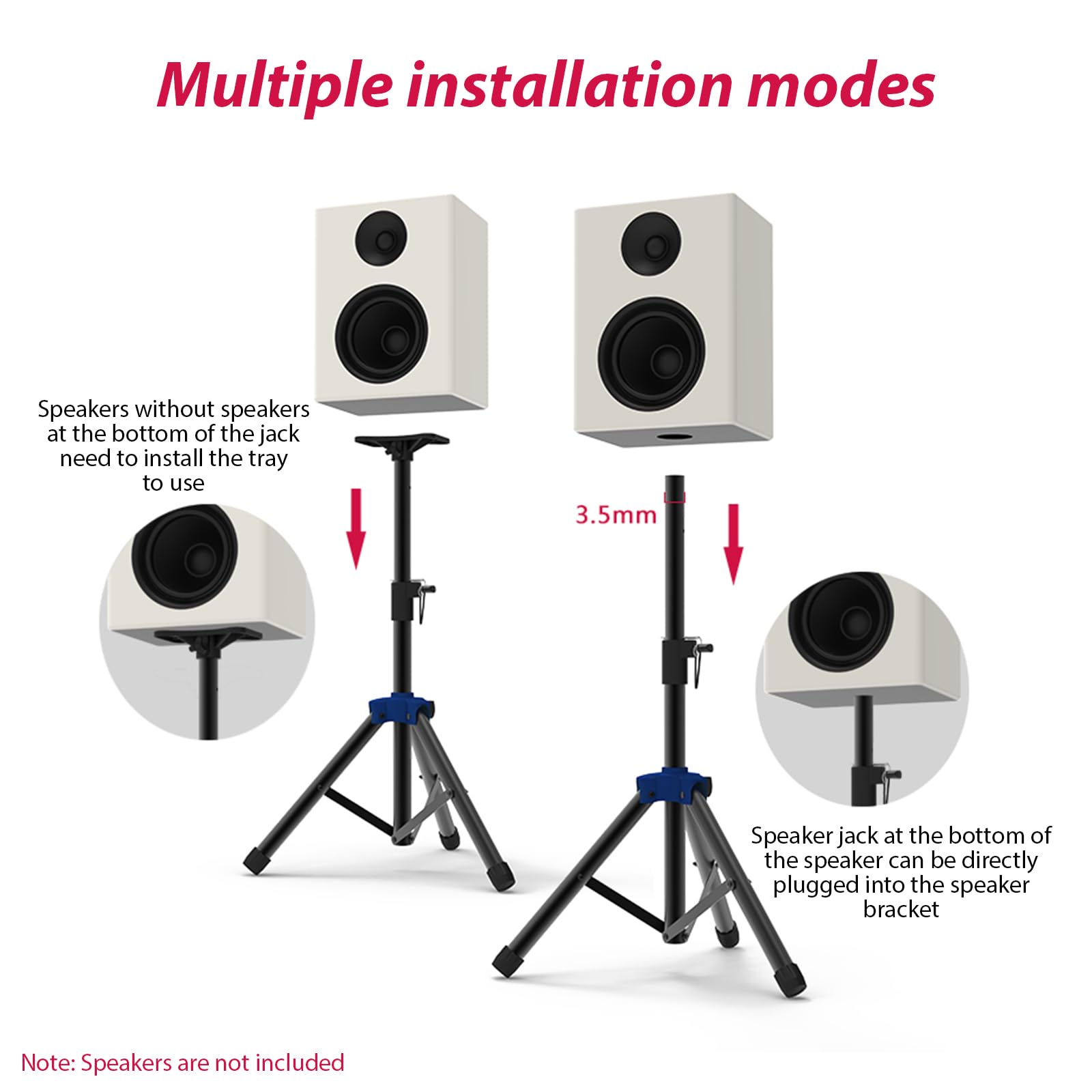 Supporto per Altoparlante Regolabile per Impieghi Gravosi Prestazioni Surround All'aperto, Supporto Treppiede Altoparlante Monitor da Studio con Base Triangolare in Metallo Rinforzato