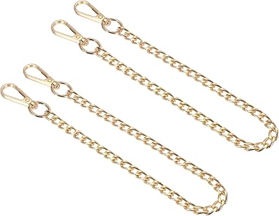 PATIKIL Purse Chain Strap 16", 2 Pack Iron Flat Chain Strap Alloy Handles Bag Strap Replacement Purse Strap Extender for Handbags Crossbody Bag, Gold