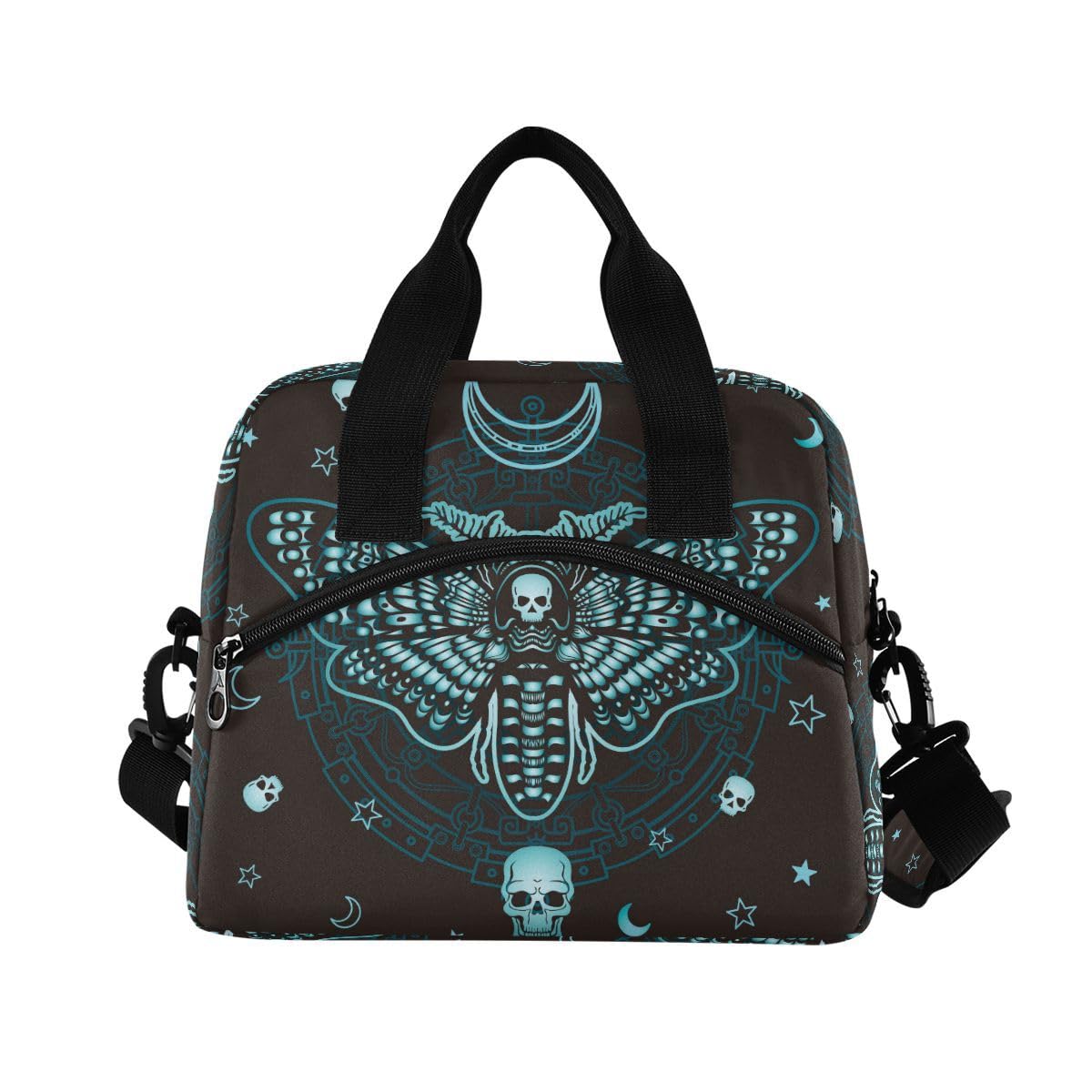ALAZA Lunch Bags for Women Adults Girls Boys, Gothic Skull Butterfly Insulated Lunch Box with Shoulder Straps and Handle, Crossbody Tote Lunch Bag for School Office โ image 1