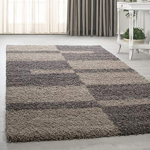 HomebyHome Shaggy Teppich 200x300 Wohnzimmer (200 x 290 cm) - Hochflor Teppich Taupe Extra Weich und Flauschig - Bettvorleger Teppich für Schlafzimmer, Küchenläufer - Carpet, Halı, Kilim