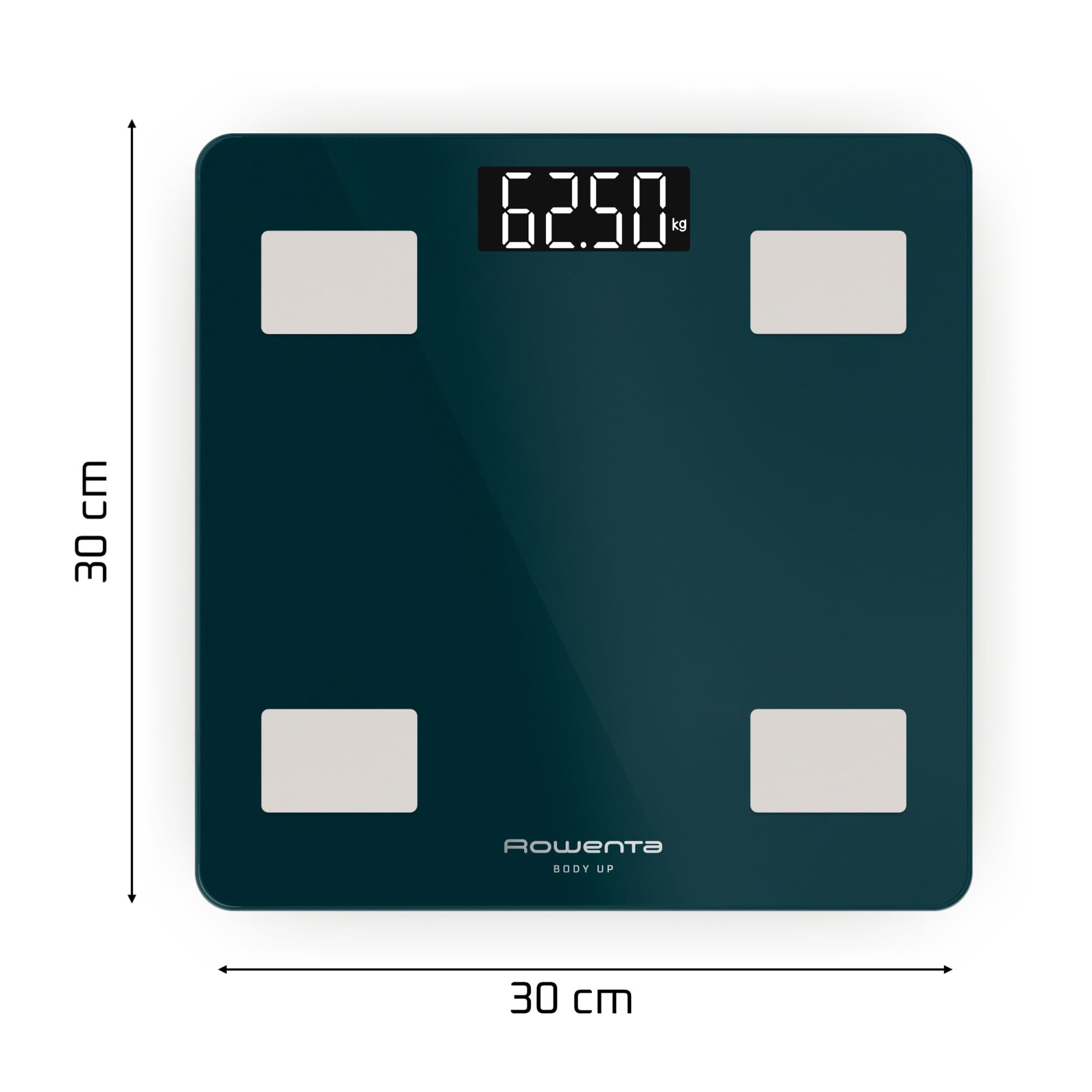 Rowenta Body Up 2.0, Bilancia con Schermo LED Facile da Leggere, Capacità 180 kg, Riconoscimento Automatico, Design Elegante, AutoAccensione e Spegnimento Automatico, Colore Trust Metal, BR2600