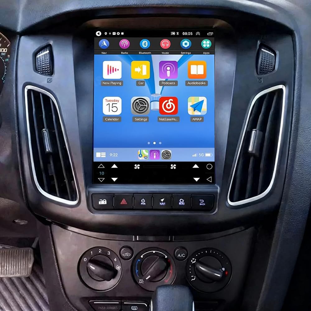 9.7 Zoll Doppel Din Autoradio für Ford Focus 2012 2013 2014 2015 2016 2017 2018, 2+64G Android 14 Touchscreen Radio mit Wireless Carplay Android Auto Bluetooth WiFi Rückfahrkamera DSP FM/RDS