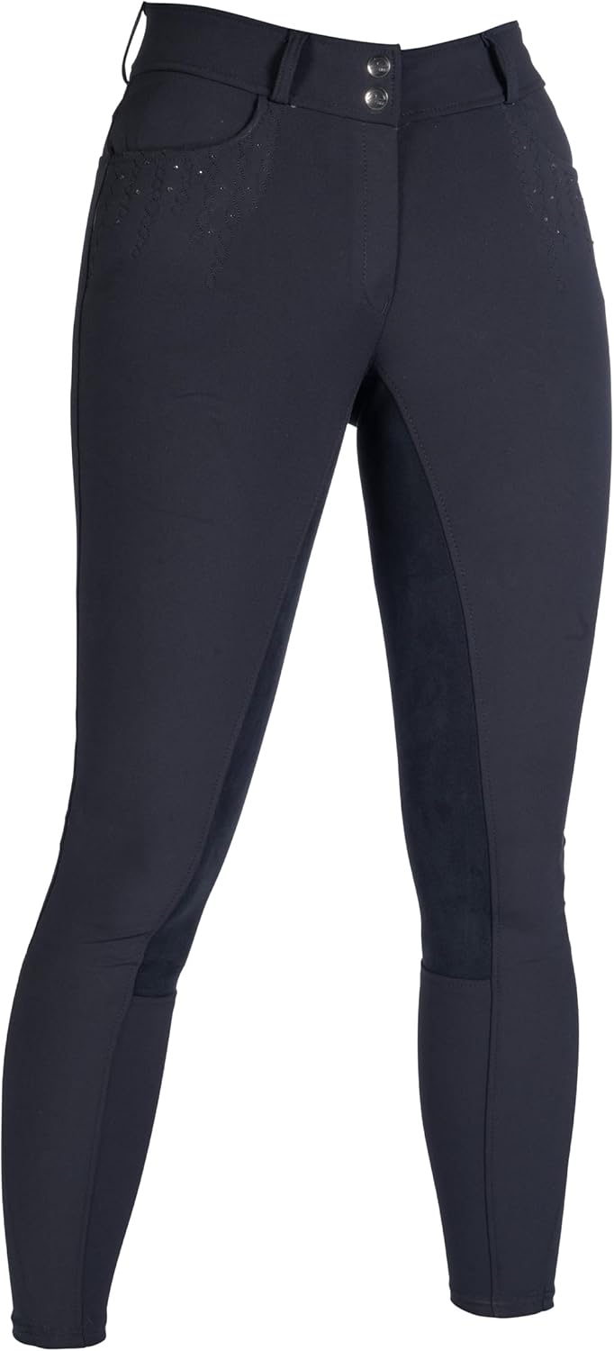 HKM Savona Reithose, schwarze Reitbekleidung mit Strass-Detail und Alos-Vollbesatz HKM Savona Reithose, schwarze Reitbekleidung mit Strass-Detail und Alos-Vollbesatz
