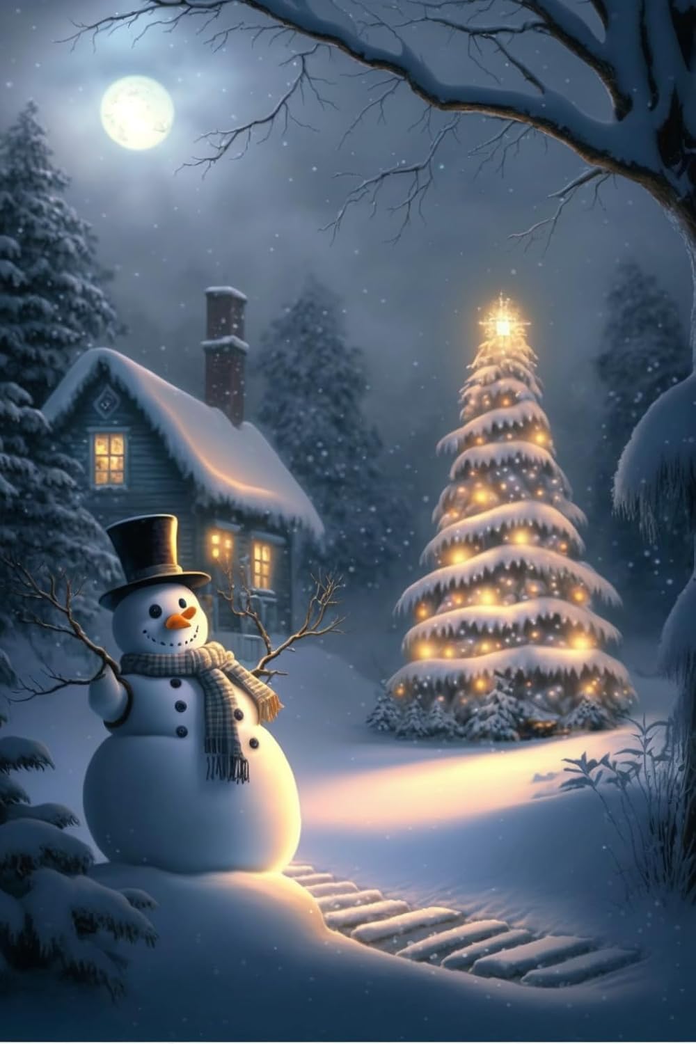 Diamond Painting Christmas,A Sparkling Christmas Tree, A Beautiful Night-Christmas Gift for Friends, Home Wall Decor 16x24 Inch