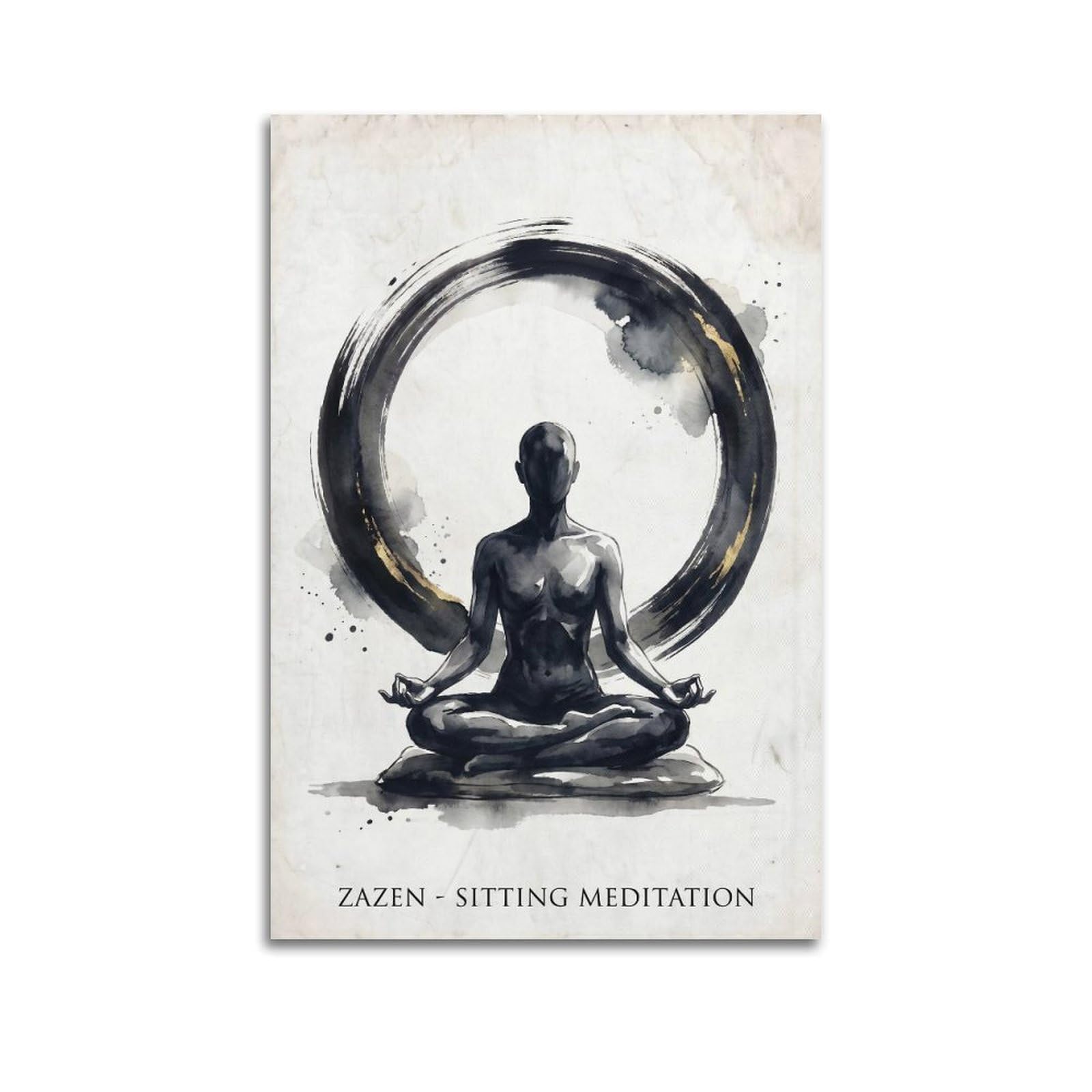 OKNGB Black White Zazen Sitting Buddha Yoga Meditation Poster Decorative Painting Canvas Art Picture 20x30inch(50x75cm)