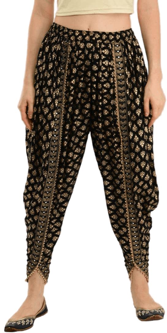 STYLORIATR Pregnancy Ready Rayon Dhoti Pants Women’s Comfy Trousers Dhoti Waist Size (32-38 INCHES (XL/XXL)) Black Printed Pack of 1-image-32