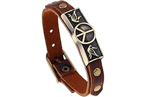Peace Sign Belt Buckle Punk Leather Bracelet