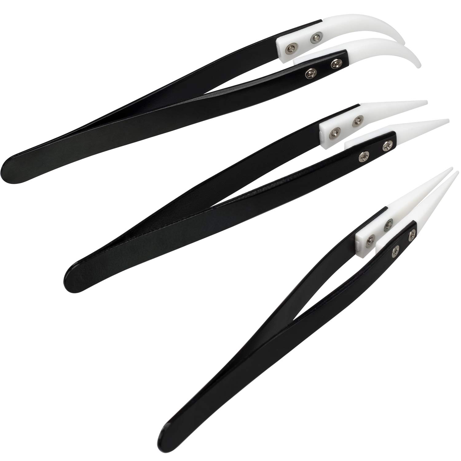 Set Of 3 Ceraic Tweezers Antistatic & Antiagnetic - Ceraic Tip Heat