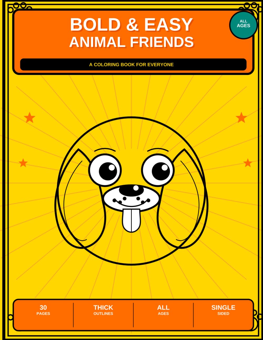 Bold and Easy Animal Friends Coloring Book: Simple Big Designs for Adults, Seniors and Kids