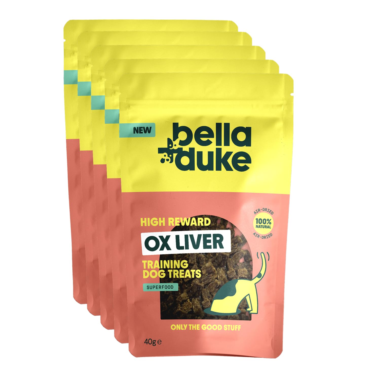 Bella+Duke Ox Liver Treats for Dogs 5 Pack - Bite Size & Packed with Iron - Ideal for Training & Snacking - Grain-Free, High Protein and Hypoallergenic - 100% Natural Alternative to Processed Treats