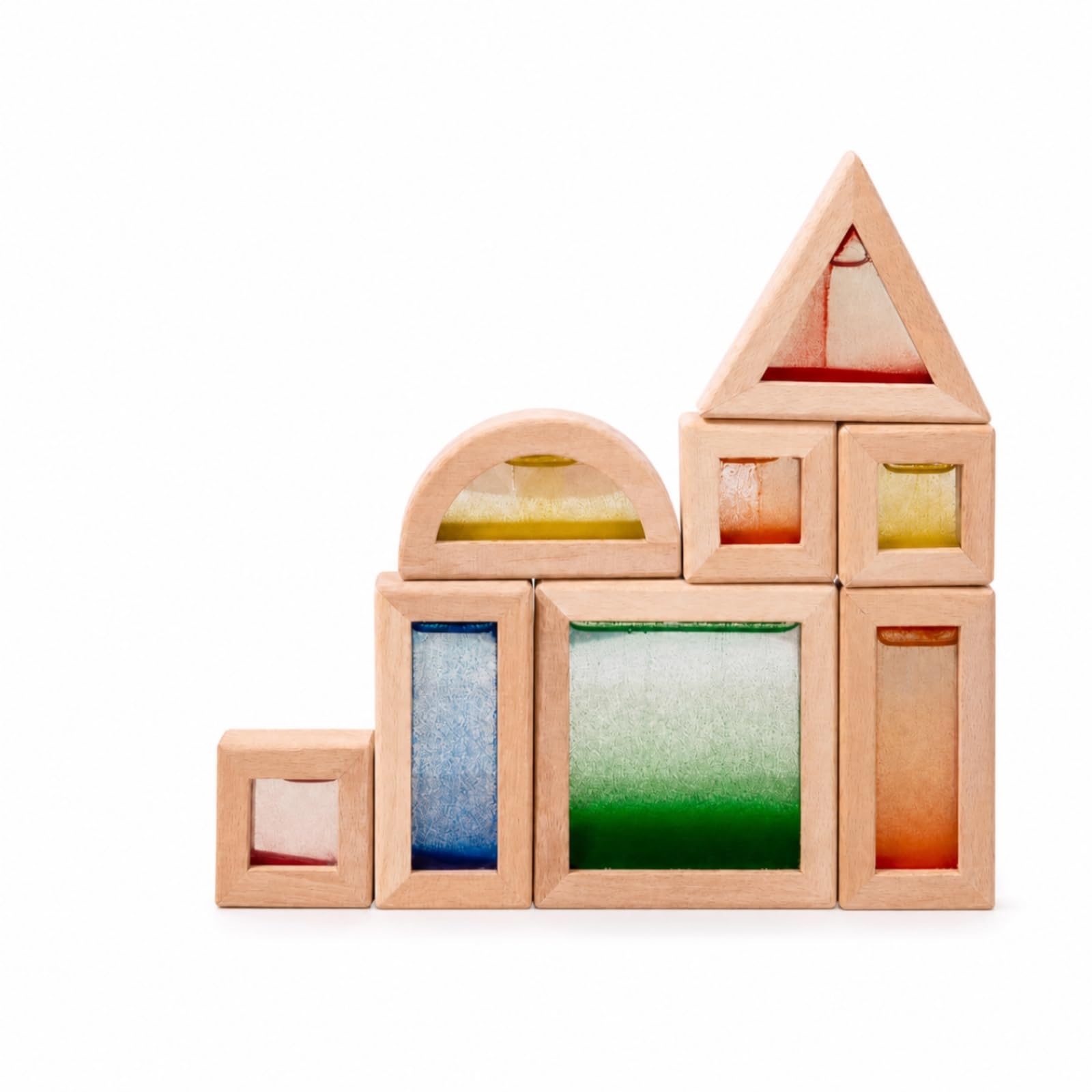 8 Pezzi Blocchi Sensoriali Creativo | Trasparente, Blocchi da Costruzione con Finestre Acriliche, Impilatori Geometrici, per Aula Scolastica