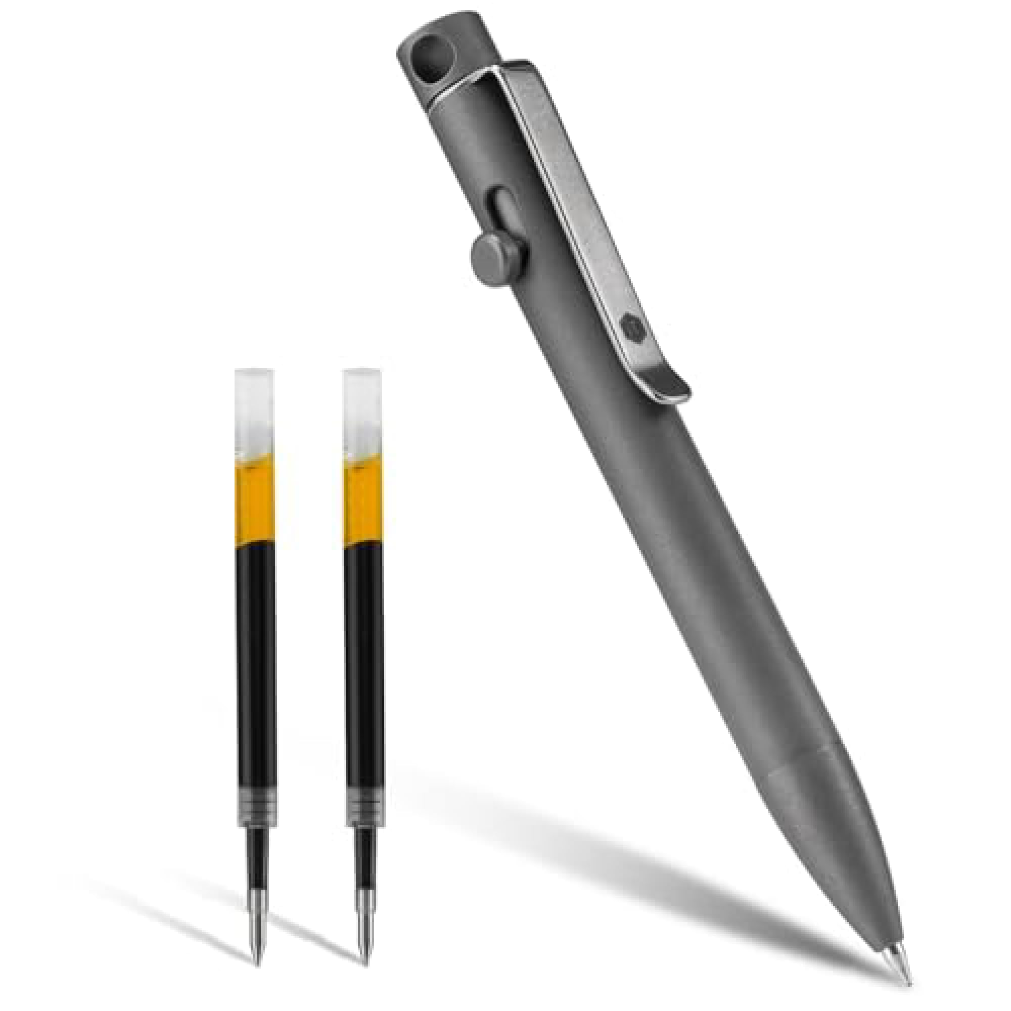 KeyUnity KP03 Ballpoint Pen with Clip, EDC Pocket Pen Titanium Alloy Retractable Ballpoint Pen for Daily Use (Stonewashed)