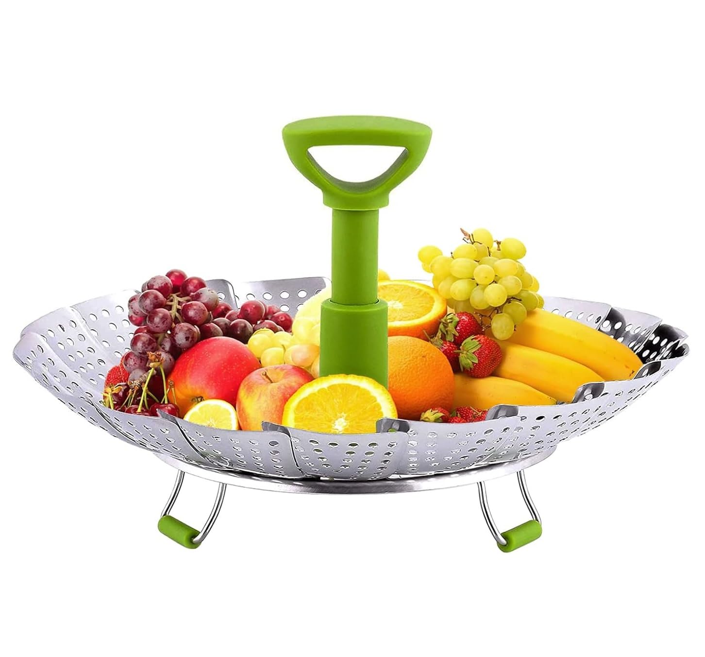 Voarge Stainless Steel Steamer Insert for Pot with Anti-Hot Extendable Handle and Non-Slip Legs - Image 3