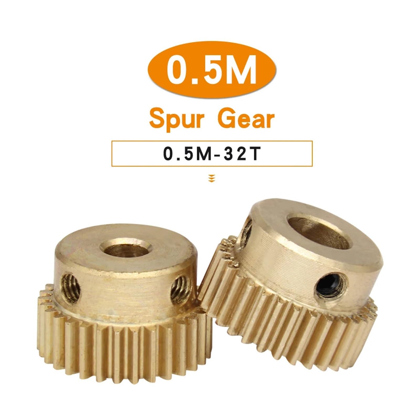 Bevel Gear Pinion Hardware Mechanical Spur Gear 0.5M-32T Bore 4/5/6/6.35/7/8mm Copper Brass Mini Worm Gear Teeth Height 5mm Total Height 10mm for Transmission Rack(6mm)