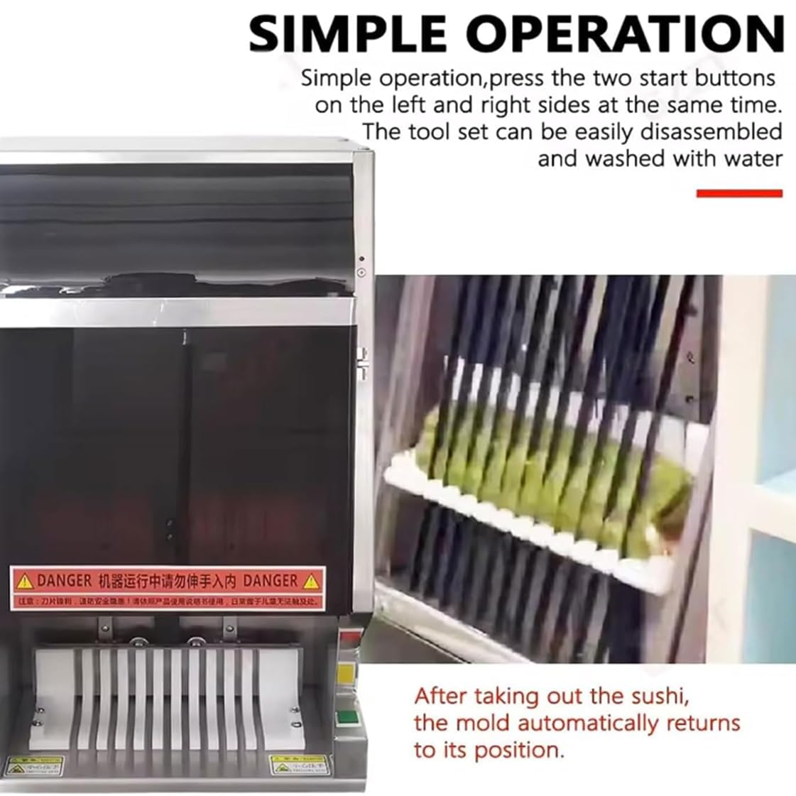 55 W multifunktionaler elektrischer Sushi-Maker für den Schreibtisch mit abnehmbarer Klinge aus Edelstahl, automatischer Sushi-Rollenschneider, für einfaches und effizientes Sushi-Rollen,10slices