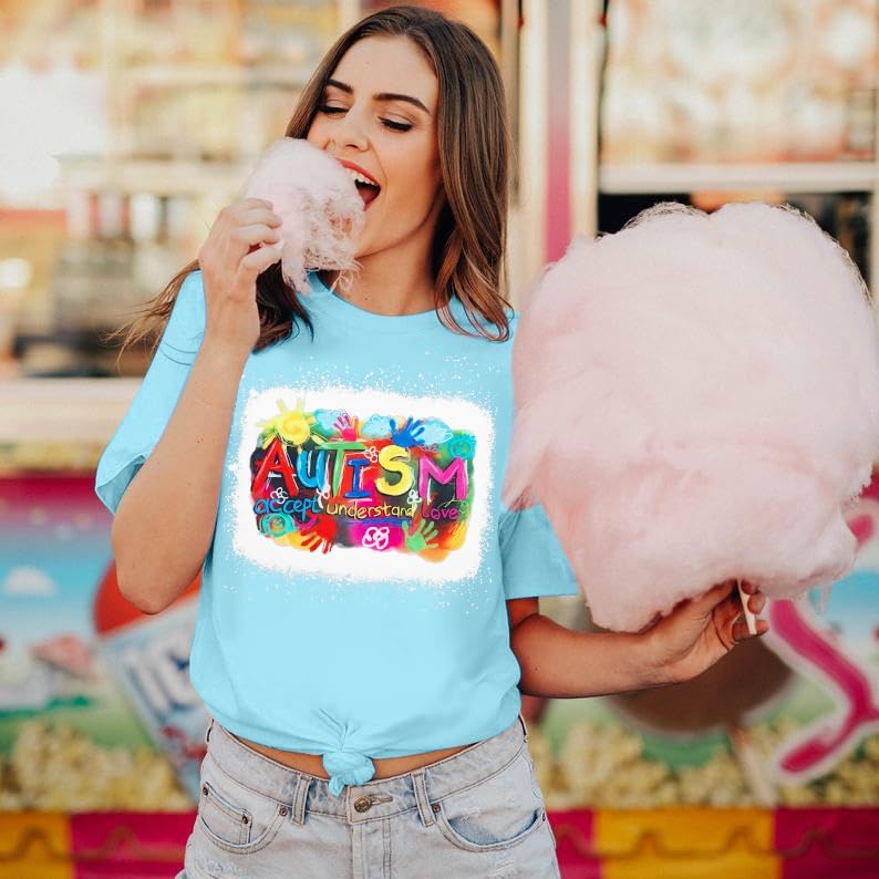 Autism Awareness Shirt Women Autism Accept Understand Love Shirts Special Education Teacher Short Sleeve Cute Tee Tops - Image 2