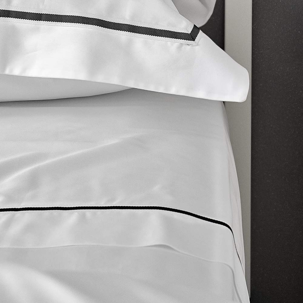 Harmony - Sábana encimera doble de algodón egipcio de 300 hilos, 210 x 280 cm, color blanco, ropa de cama de lujo fabricada en Portugal
