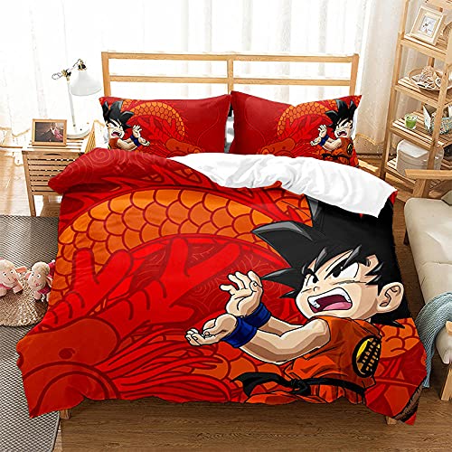 Cómodo Poliéster Algodón Funda Edredon Anime Dragon Manga 200X200 Cm con 2 Piezas Funda Almohada...