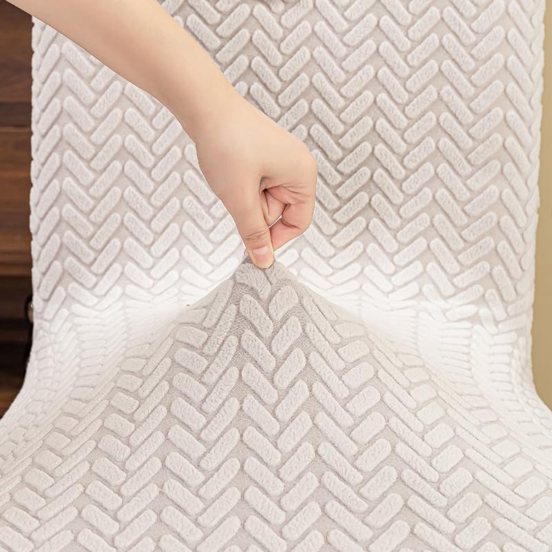 Image of Dining Chair Covers with Skirt, Chair Covers for Dining Room Set of 2,Light Grey Durable High Elastic Stretchable Easy Fit Universal Furniture Protector for Dining Room, Hotel, Ceremony