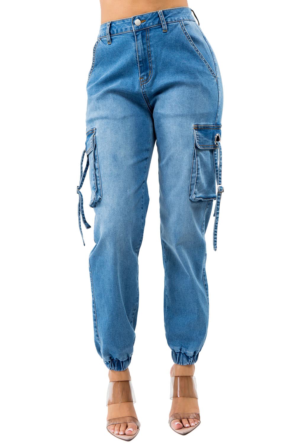 TwiinSisters Women's High Waist Slim Fit Jogger Cargo Camo Pants for Women with Matching Belt