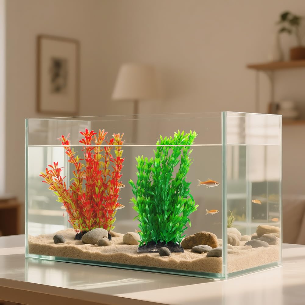 Vivifying Plantes d’Aquarium artificielles, Lot de 2 Plantes en Plastique de 25 cm pour Aquariums et bacs à Poissons