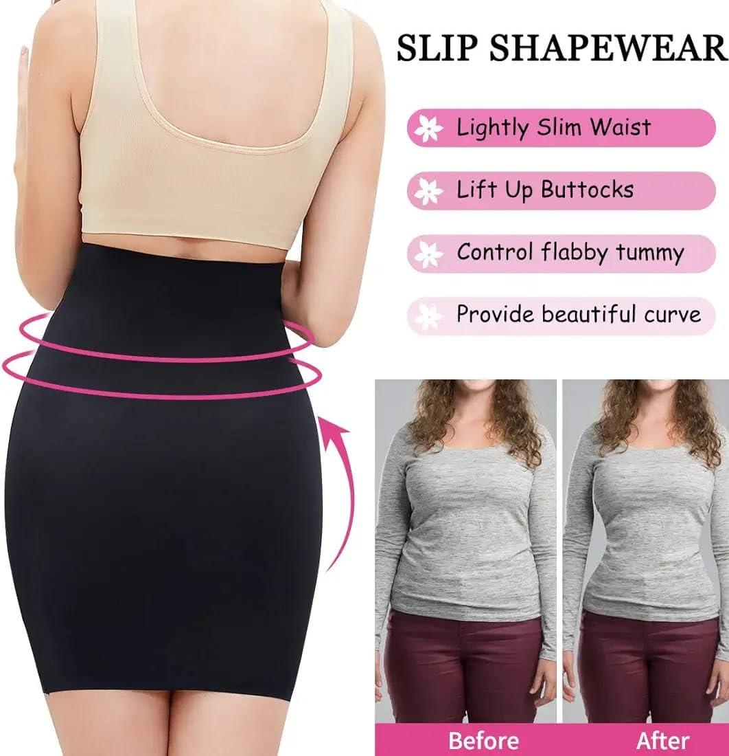 mistrend Half Slips Shaper Cool Comfort Seamless Slip Shapewear Under Dress Tight Skirt Undergarments for Women. (M, Black) - Image 3 thumbnail