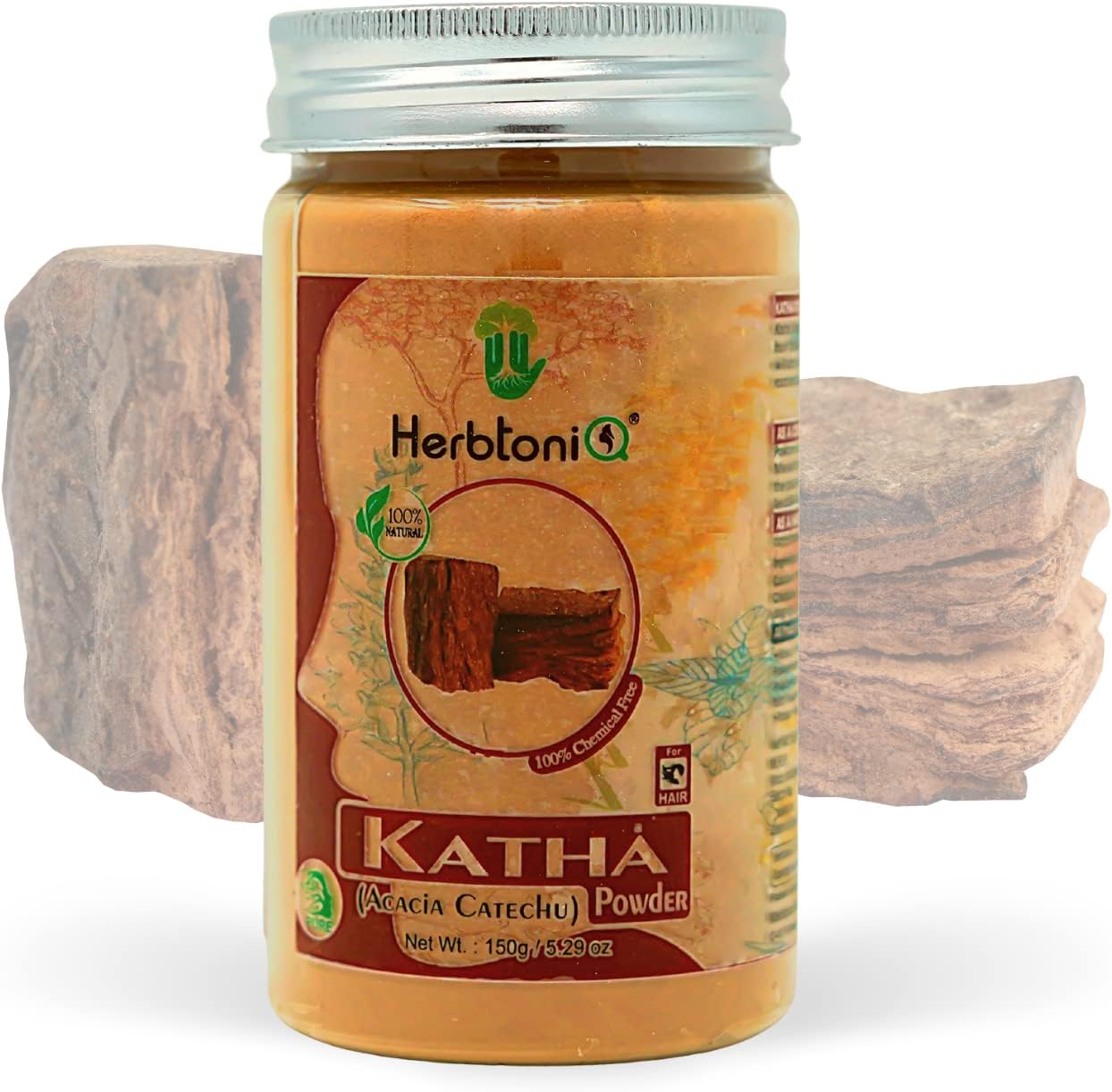 Herbtoniq Katha Powder for Enhanced Hair Volume, Shine, Coloring and Scalp Nourishment (150g)