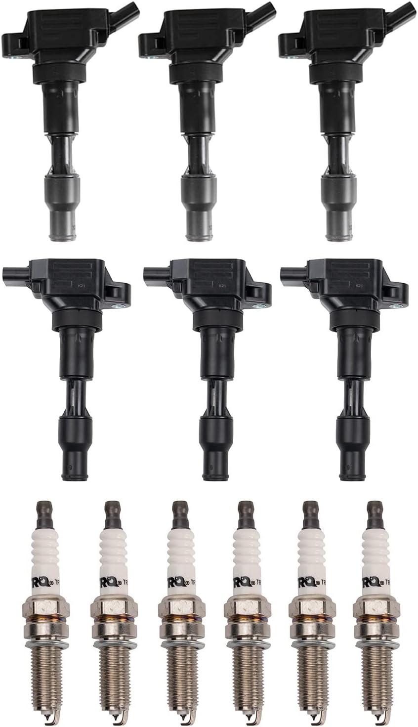 TRQ Ignition Coil & Spark Plug Kit Iridium 12 Piece Compatible with 2020-2023 Hyundai Palisade 2018-2020 Kia Sorento 3.3L 2018-2021 Sedona 2018-2020 Genesis G80 3.8L 2020-2021 Telluride