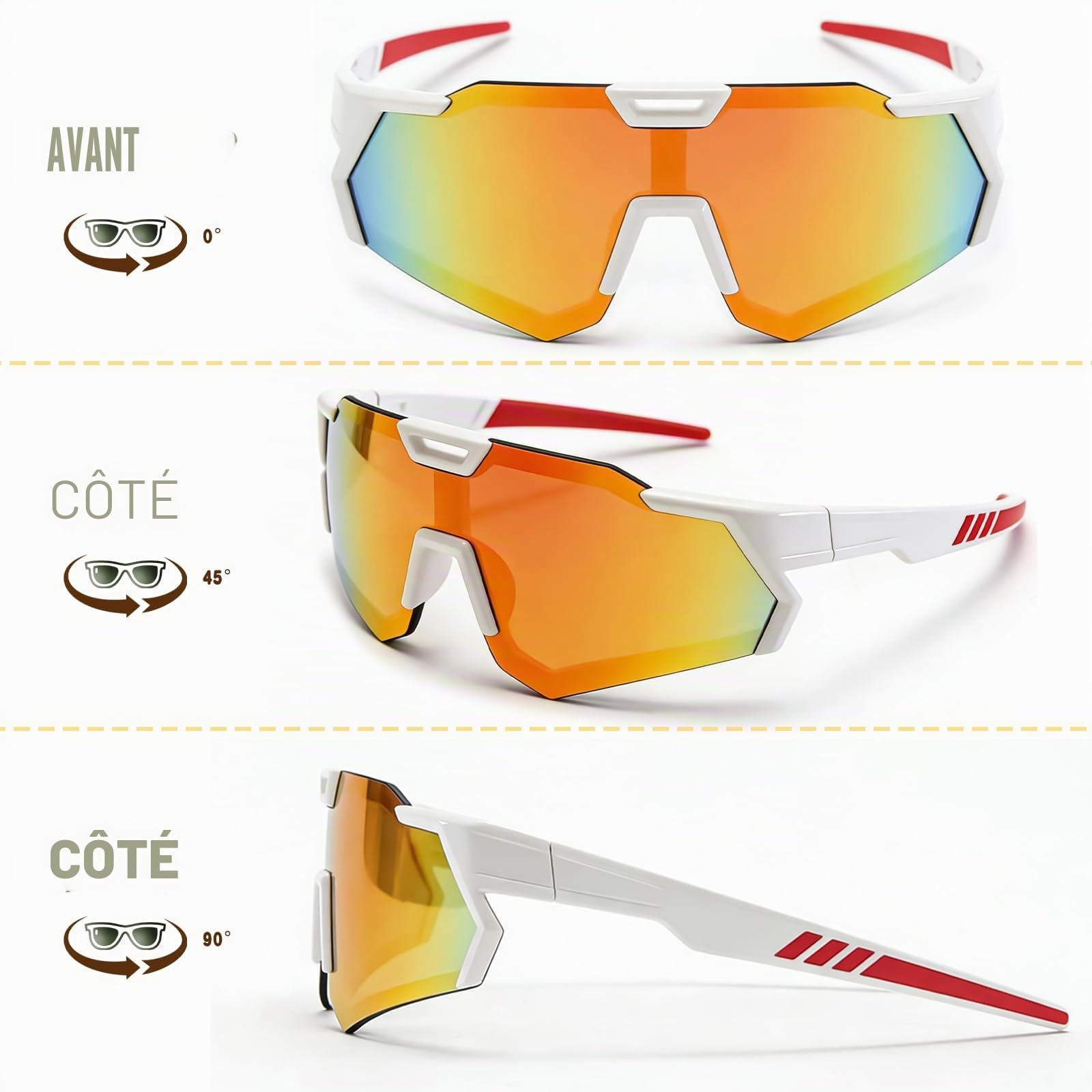 Lunette de Soleil Enfant - Sport Monture légère en TR90 avec protection UV Cyclisme Cricket Ski Course à pied vtt Lunettes de soleil Garçon Fille