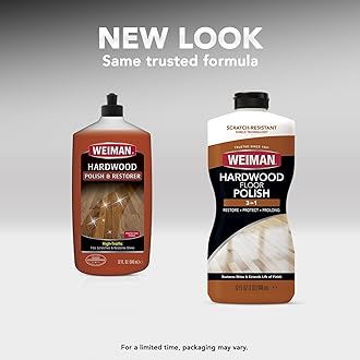 Weiman Wood Floor Polish and Restorer 32 Ounce (2 Pack) - High-Traffic Hardwood Floor, Natural Shine, Removes Scratches, Leaves Protective Layer - Packaging May Vary