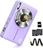Digital Camera FHD 1080P 44MP Camera with 32G Card 16X Digital Zoom Digital Camera with Battery Portable Simple Digital Camera for Children Students Teenagers Beginners Seniors Purple