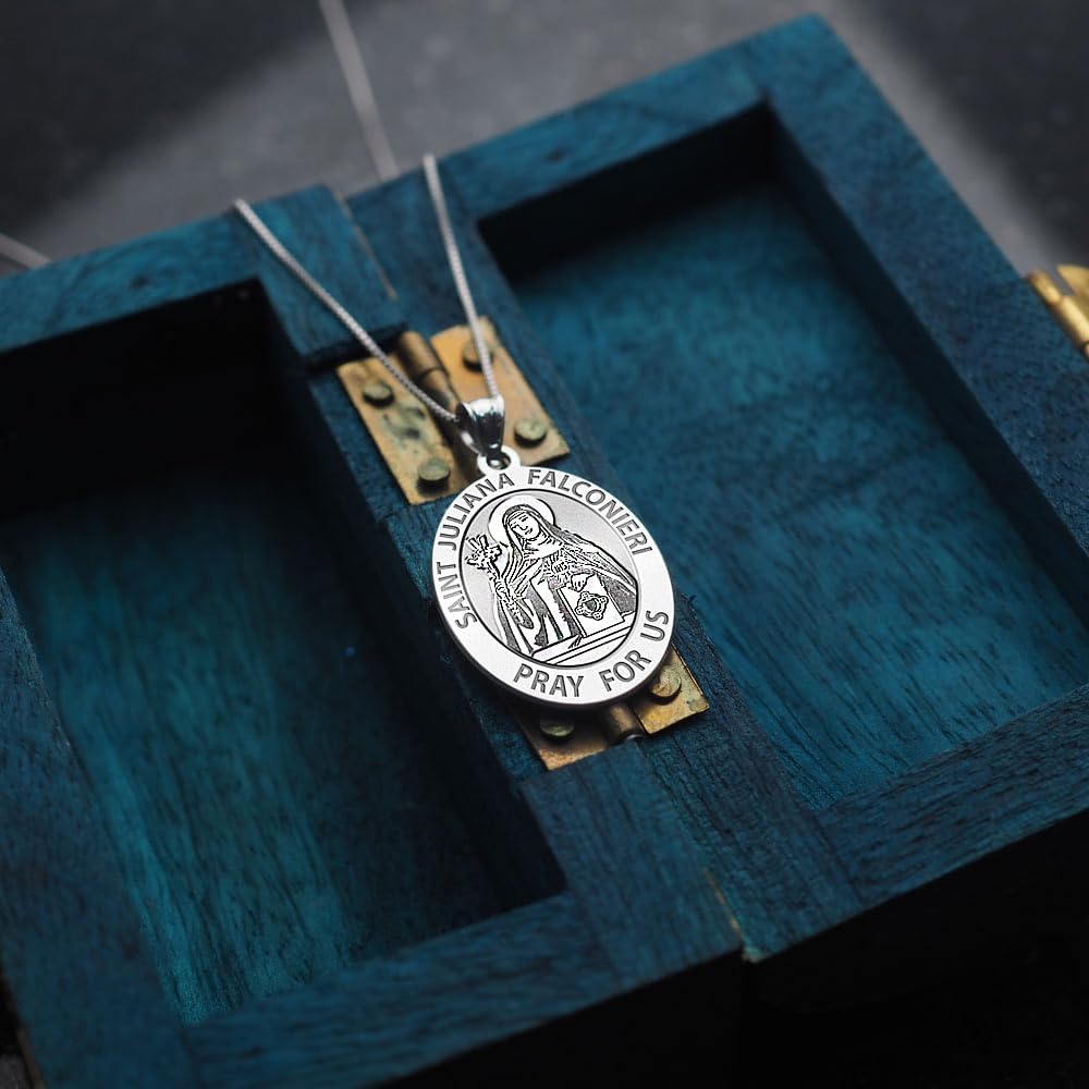 PicturesOnGold.com Saint Juliana Falconieri Religious Medal - 1/2 X 2/3 Inch Size of Dime, Sterling Silver - Image 6