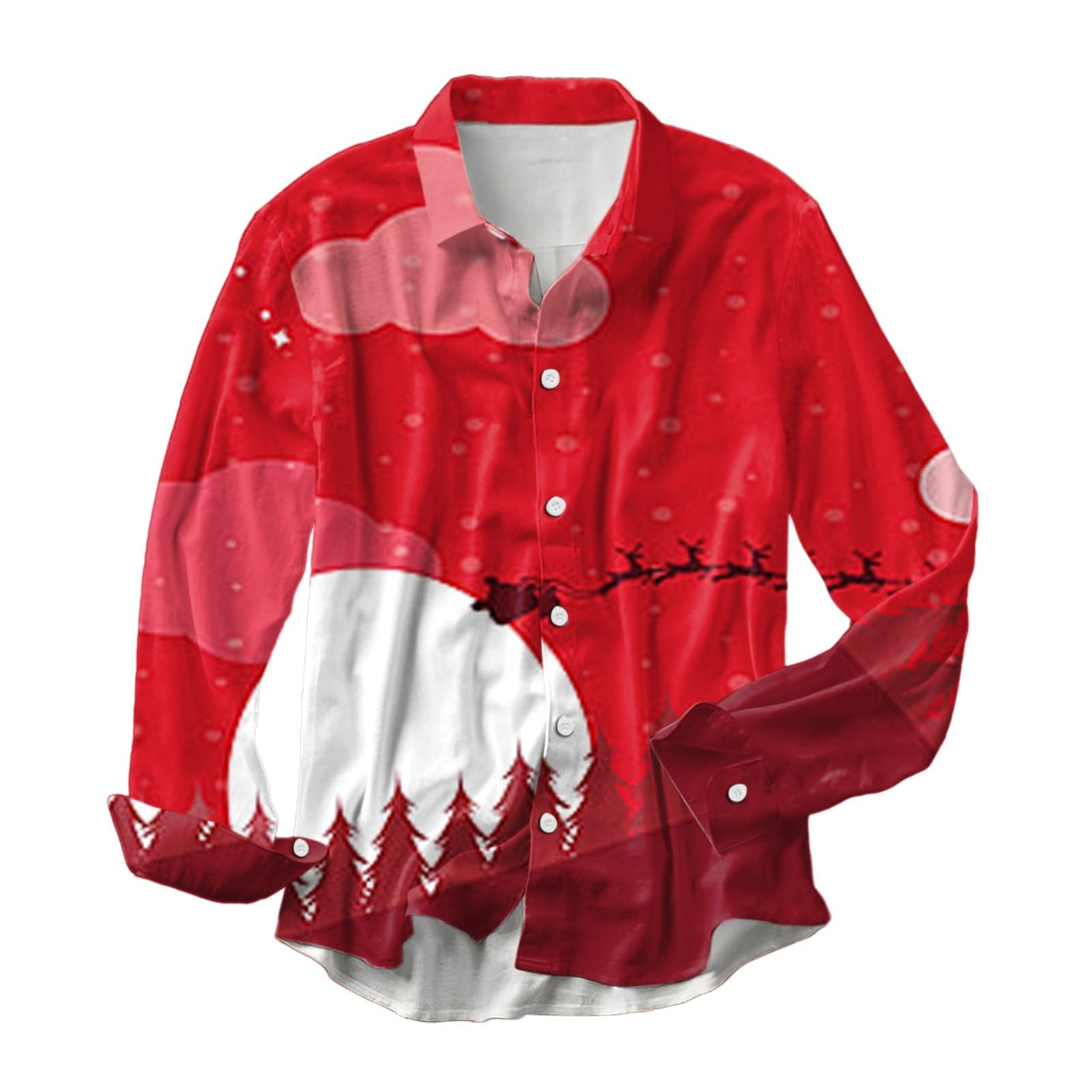 Camicia Uomo Natalizia, Camicia Elegante Uomo Maglietta Manica Lunga Vintage Per Il Tempo Libero T Shirt Con Risvolti Divertente Stampa Digitale 3d Vestiti Per Matrimoni Party